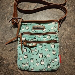 UNIONBAY Owl Patterned Teal Crossbody Bag